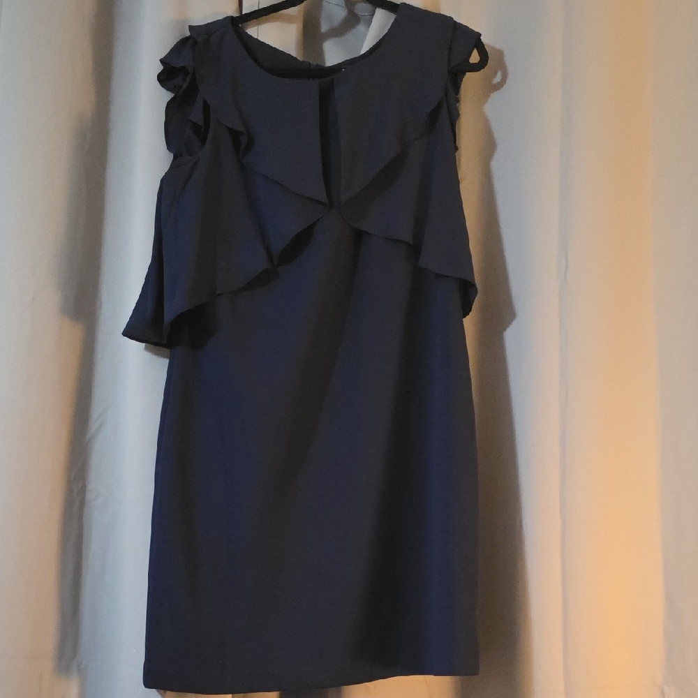 DKNY Dark Blue Ruffle Mini Dress